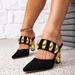 Black High Irregular Heels With Gold Buckle Decoration, Party Fashion, Simple Women's Sandals, Fashionable And Exquisite Personality Temperament_vogvips.com