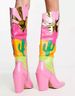 Women's Shoes Fashion Catwalk Thick Heel Multi Color Stitching Long Boots Women's Shoes Comfortable And Versatile Lightweight Street Low Heel_vogvips.com