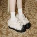 Fashionable And Niche Thick Soled Hairy Snow Boots For Women, French Style Warm Lace Up Winter Cotton Shoes_vogvips.com