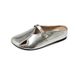 Summer French Vintage Wrap-around Half-trousers Women's Shoes With Metal Fasteners, Low Heel, Mule Shoes, Versatile For Outerwear, Flat Sandals_vogvips.com