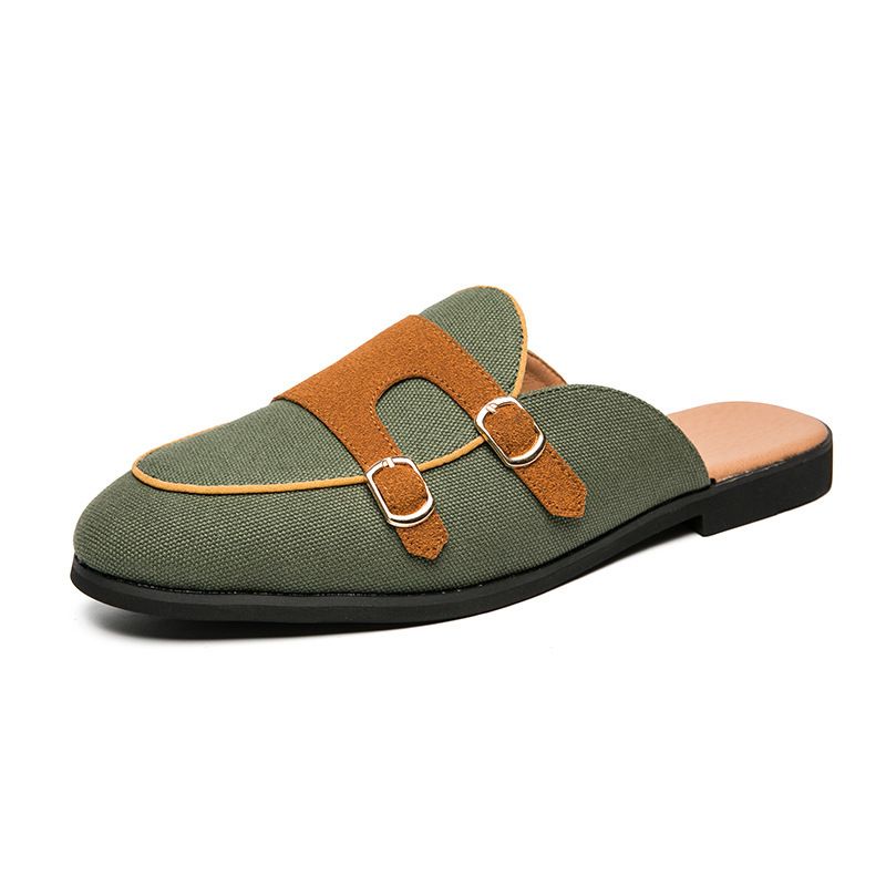 Casual Small Leather Shoes Summer Breathable Bun Head British Half Sandals Korean Version Of A Large Size Slip-on Lazy Casual Shoes Men_vogvips.com