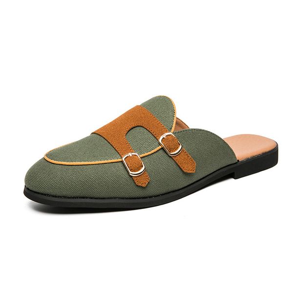 Casual Small Leather Shoes Summer Breathable Bun Head British Half Sandals Korean Version Of A Large Size Slip-on Lazy Casual Shoes Men_vogvips.com