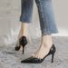 Women's Pearl Hollow Single Shoes A12 Stiletto Heel Pointed Toe Low Mouth Fashion High Heels Bridesmaid Banquet Wedding_vogvips.com