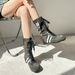 Women Boxing Boots Cowhide Version~ Flat Inner Height Increasing Boxing For Women, New Round Toe Martin Lace-Up Mid-Calf Boots, Short Boots_vogvips.com