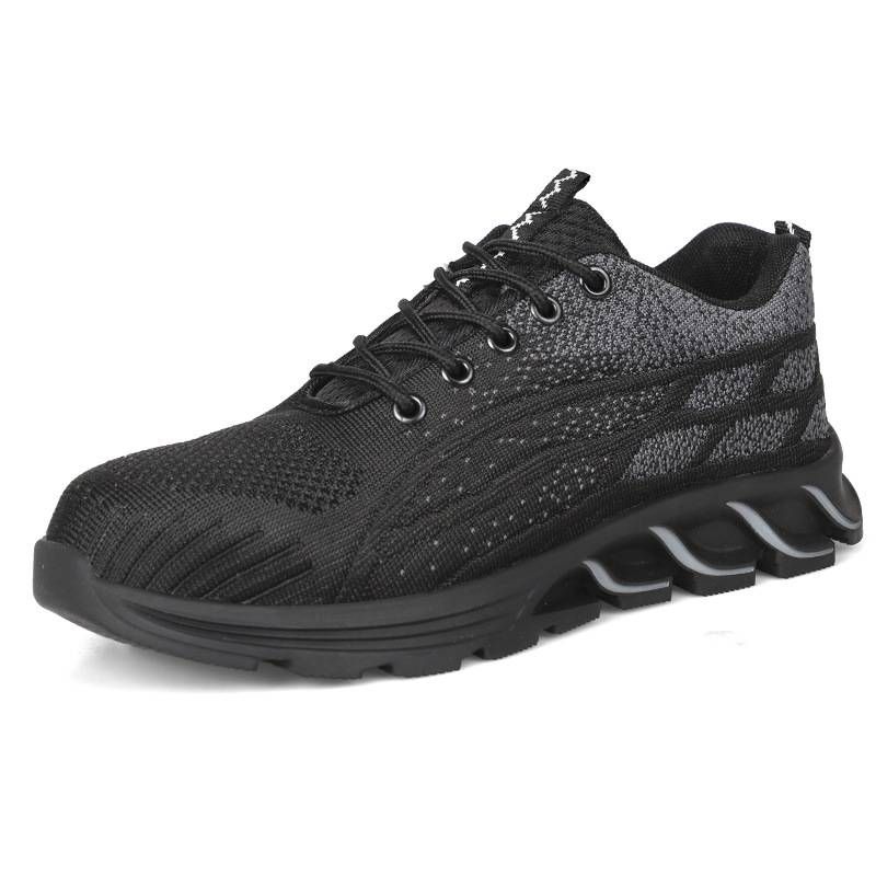 Men's Summer Labor Protection Steel Toe Shoes Anti-Smashing And Anti-Stabbing Breathable Flying Mesh Surface Work & Safety Boots_vogvips.com