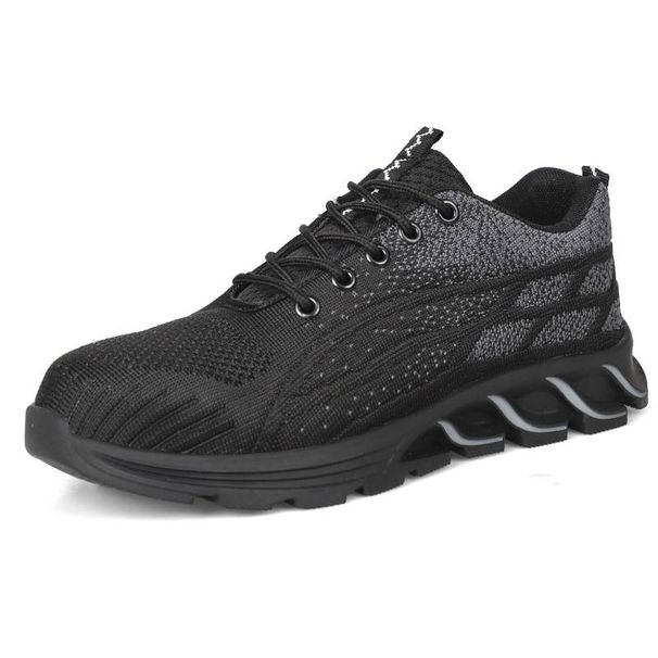 Men's Summer Labor Protection Steel Toe Shoes Anti-Smashing And Anti-Stabbing Breathable Flying Mesh Surface Work & Safety Boots_vogvips.com