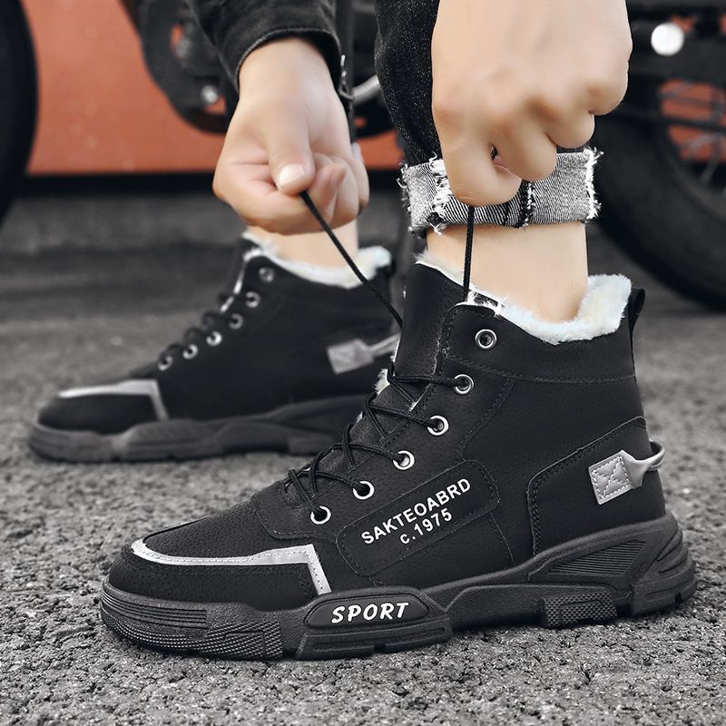 Men's Winter Thermal Snow Boots Waterproof Slip-Resistant Hiking Shoes With Fleece Lining For Outdoor & Daily Wear_vogvips.com