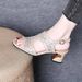 French-style Open-toe Summer Slip-on High-heeled Rhinestone Fish-mouth Fashion Sandals With Buckle And Hollow Back For_vogvips.com
