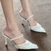 Xiaoxiangfeng Pointed Toe Mesh Toe Sandals Stiletto High Heels Women's Summer New Arrival One Strap Two-wear Sandals_vogvips.com