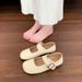 Cute Round Head Literary Style Single Shoes Women's Inner Height Increase Square Head One-word Buckle With Mary Jane_vogvips.com