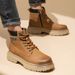 Men's Classic Leather Work Boots - Comfortable Mid-Calf Martin Boots With Cushioned Sole For Casual & Outdoor Wear (Yellow Brown, Khaki)_vogvips.com