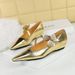 3683-6K92 Vintage Textured Shoes, Shallow Wedge Heel, Metal Decorated Strap Women's Shoes_vogvips.com