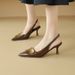 Cameido Women's High-heeled Shoes With Pointed Toes And Metal Square Buckles. These Are Thin-heeled Peep-back Sandals._vogvips.com