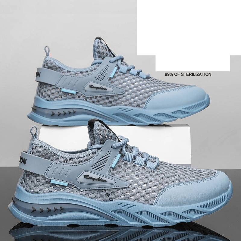 Men's Breathable Mesh Sneakers For Summer - Lightweight Casual Running Shoes With Soft Rubber Sole, Round Toe Design Lightweight Slip_vogvips.com