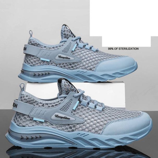 Men's Breathable Mesh Sneakers For Summer - Lightweight Casual Running Shoes With Soft Rubber Sole, Round Toe Design Lightweight Slip_vogvips.com