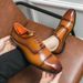 New Men's Brown Business Casual Derby Shoes British Style Lace-up Versatile Brock Men's Shoes Black Suit Banquet Dress Groom Wedding Shoes_vogvips.com