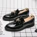 New Fashion Men's Brown Business Casual Loafer Shoes Daily Office Black Buckle Monk Men's Shoes One Foot Cover Banquet Dress Wedding Leather Shoes_vogvips.com