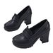 Women's High Heeled Shoes Slip on Chunky Retro Leather plus Size Spring Export_vogvips.com