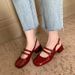 Women's Shoes Studiolee Retro Square Toe Shallow Double Breasted Back Empty Closed Toe Sandals Mary Jane Sandals_vogvips.com