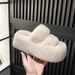 7cm Thick Hairy For Women's Outdoor Wear, 2025 New Autumn And Winter Flat Bottom Straight Warm Cotton Slippers_vogvips.com