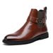 New Fashion Chelsea Boots Men's Double Hook Brown Retro High-top Men's Boots European And American Fashion Boots British Gentleman Leather Boots_vogvips.com