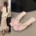 2025 Summer New Satin Rhinestone Strap Sandals For Women With Bowknot, Open-Toe, High-Heeled Outdoor Slippers_vogvips.com