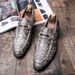 Suitable For All Seasons Hair Stylist Men With Suit Pants, Snake Pattern Pointed Toe Casual Nightclub Bar Slip-On Leather Shoes For Fashion Show_vogvips.com