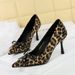 6316-A5 European And American Sexy Retro Leopard Print High-heeled For Women, Pointed Toe, Shallow Cut, Bowknot,_vogvips.com