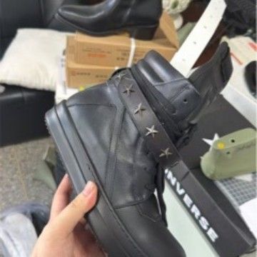 Men's Trendy Thick Soled High Top Sneakers 2026 New Style Inverted Triangle Star Lace-Up Casual Fashionable Couple Style Shoes_vogvips.com