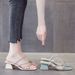 Slippers To Wear Outside In Summer, 2024 New Internet Celebrity Rhinestone Shoes, Fashionable Thick High Medium Heels,_vogvips.com