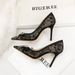 1963-H133 European And American Sexy Stiletto High-heeled For Women, Lace Mesh With Rhinestone Bow, Pointed Toe, Elegant_vogvips.com