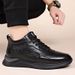 New cotton shoes high top plus fleece casual sports shoes men's warm leather non-slip men's shoes_vogvips.com
