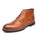 Euro Step Large Size Men's High-top Leather Business Ankle Martin Boots Pointed Brogue Carved Mens Shoes_vogvips.com