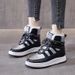 Winter Fleece-Lined Down Cotton For Northeast Outdoor Wear, Casual Warm Snow Boots, High-Top Lace-Up Thick-Soled Women's_vogvips.com