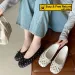 RYAMAG Polka Dot Butterfly Knot Ballet Flats Round Toe Shallow Comfort Dress Shoes Female Satin Elegant Footwear Women_vogvips.com