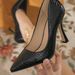 Women's Black Crocodile Patent Leather Pointed Toe Stiletto Pumps, Office & Party Dress Heels_vogvips.com