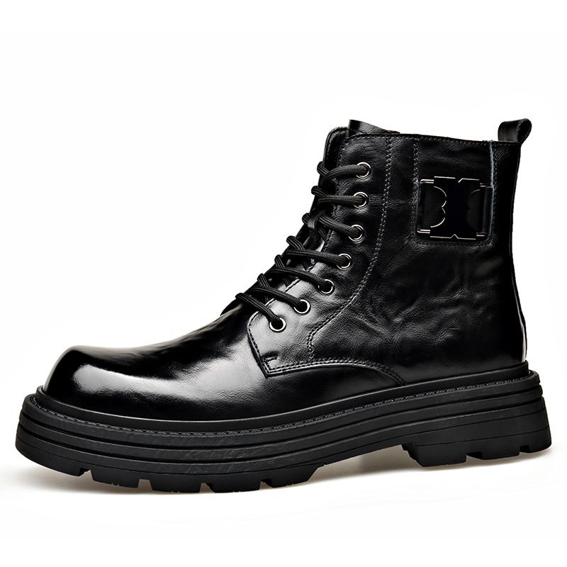 European Warm Series New Martin Top Layer Cowhide Wool Integrated Men's Genuine Leather Winter Fleece Mid-top British Style Motorcycle Boots_vogvips.com