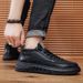 2024 Winter New Men's Casual Leather Lined Sneakers Korean Style Trendy Sports Thick Sole Non-Slip Warm Cotton Shoes_vogvips.com