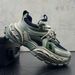 Vintage Distressed Green Elevated Luxury Platform Dad Shoes_vogvips.com