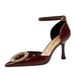 8323-K33 Fashion Pointed High Heels, Shallow Mouth Lacquered Leather Bright Surface Strap Sandals, Hollow Water Diamond_vogvips.com