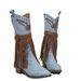 Women's Nude Ankle Boots New Tassel Riveted Belt Buckle Mid-Calf Large Size Thick Heel Matching Color Boots For Women_vogvips.com
