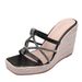 Women's Summer Square-Toed Wedge Sandals With Rhinestones, Cross-Strap High-Heeled Thick-Soled Straw Rope_vogvips.com