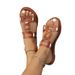 Cross-border European American Style Flat Roman Sandals For Women, New Summer Model With Metal Buckle Decoration,_vogvips.com