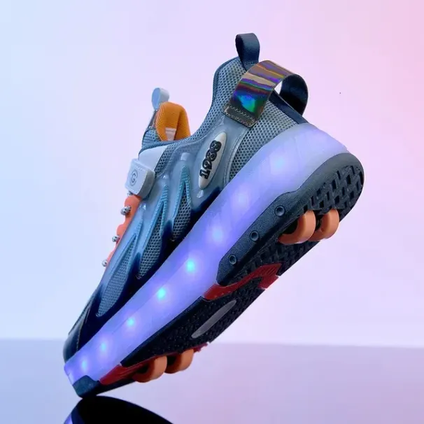 Kids Roller Skate Shoes Led Light Boys Girls With 4 Wheels Sport Sneakers Christmas Birthday Children Show Gift_vogvips.com