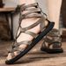 Top Layer Cowhide High Top Men's Sandals Korean Version Summer Roman Men's Trend Outerwear Casual Leather Beach Shoes_vogvips.com