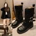2025 New Genuine Leather Vintage Motorcycle Versatile Mid-Calf Martin Women's Short Boots British Style_vogvips.com