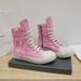 New European And American Style Canvas High-Top Pink Tassel Ripped Sports Casual Women's Breathable Round-Toe Lace-Up_vogvips.com