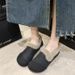 Women's Shoes Cowhide Sole Cotton Shoes Women New Mother Shoes Plus Velvet Comfortable Warm Shallow Mouth Flat Toe Shoes_vogvips.com