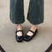 Low Heel Square Head Mary Jane Shoes Belt Buckle Spring And Autumn Flat Bottom Rivets Small Leather Shoes One-word Buckle Belt Single Shoes_vogvips.com
