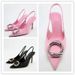 P9spring New Pointed-toe Mule Shoes Rhinestone Buckle Back Strap Toe-toe High-heeled Sandals For Women_vogvips.com